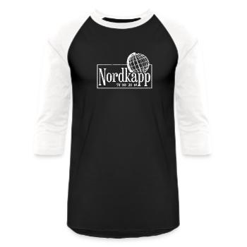 Nordkapp 71 10 21 N Norway design - Unisex Baseball T-Shirt - black/white - Front - AI Model Female 172 light (172cm) & AI Model Male 178 light (178cm)