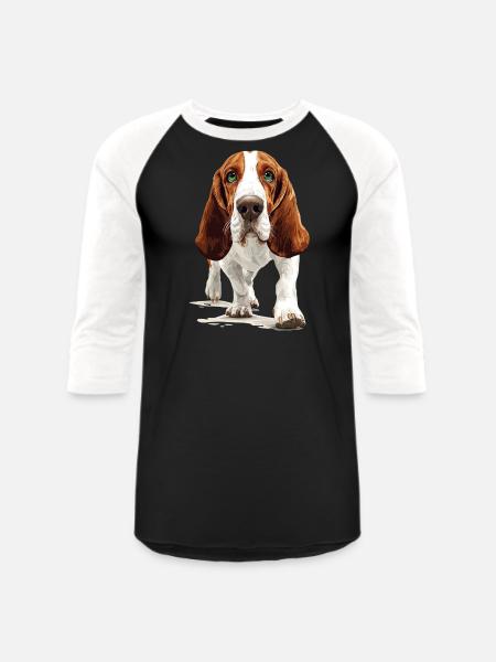 Basset Hound - Unisex Baseball T-Shirt - black/white