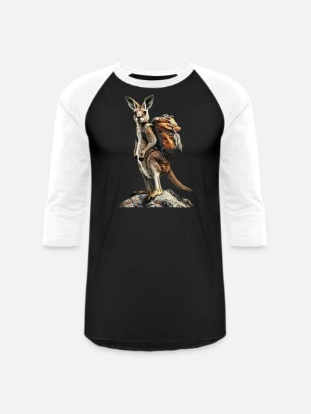 Kangaroo - Unisex Baseball T-Shirt - black/white