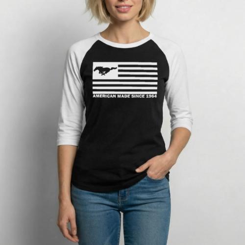 Mustang Flag white - Unisex Baseball T-Shirt