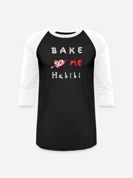 Bake me Habibi Pierced - Unisex Baseball T-Shirt - black/white