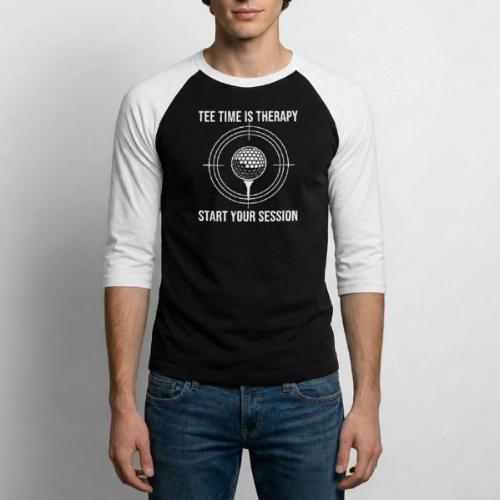 Golf Therapy Gift - Tee Time Is Therapy T-Shirt - Unisex Baseball T-Shirt