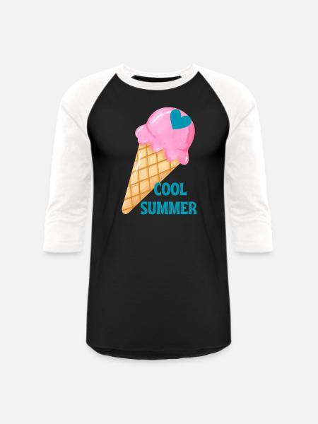 Ice Cream Heart Summer Vibe - Unisex Baseball T-Shirt - black/white