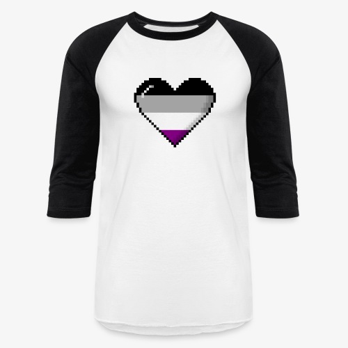 Asexual Pride 8Bit Pixel Heart - Unisex Baseball T-Shirt