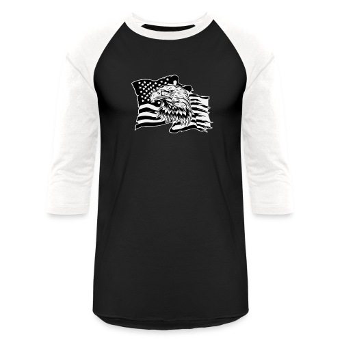 Eagle & American Flag © WhiteTigerLLC.Com LIKE - Unisex Baseball T-Shirt
