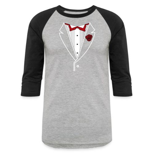 Tuxedo Shirt with Red bowtie - Unisex Baseball T-Shirt