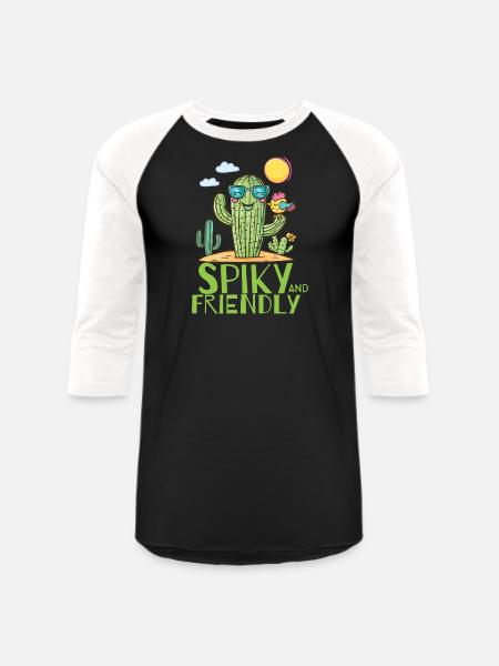 Spiky And Friendly - Unisex Baseball T-Shirt - black/white