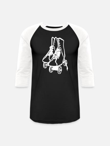 Retro Roller Skates - Unisex Baseball T-Shirt - black/white