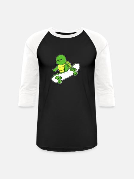 Turtle Skateboarder Skateboarder Gift - Unisex Baseball T-Shirt - black/white