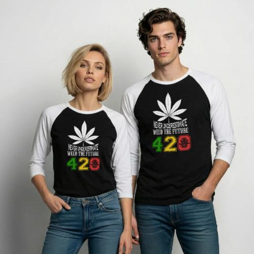 Chuckling 420 Future of Herb Weed Marijuana Design - Unisex Baseball T-Shirt