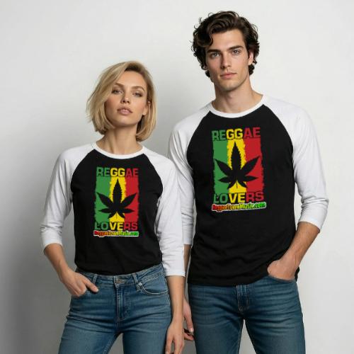Reggae lovers design featuring cannabis leaf - T-shirt de baseball unisexe
