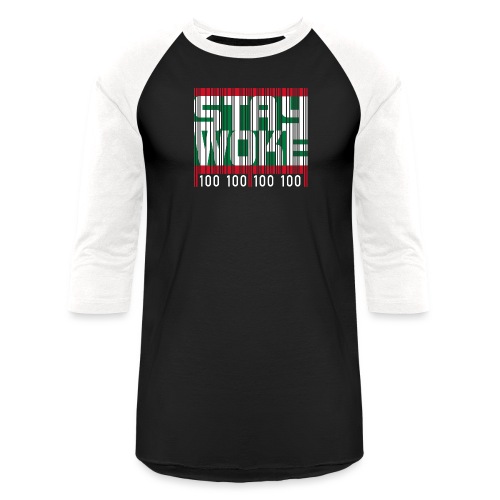 Stay Woke Bar Code - Unisex Baseball T-Shirt