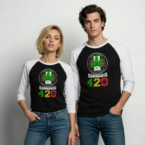 Lighthearted 420 Organic Ganja Weed Marijuana Desi - Unisex Baseball T-Shirt