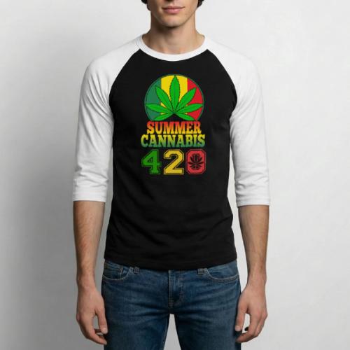 Enjoyable 420 Summer Smoker Weed Marijuana Design - Unisex Baseball T-Shirt