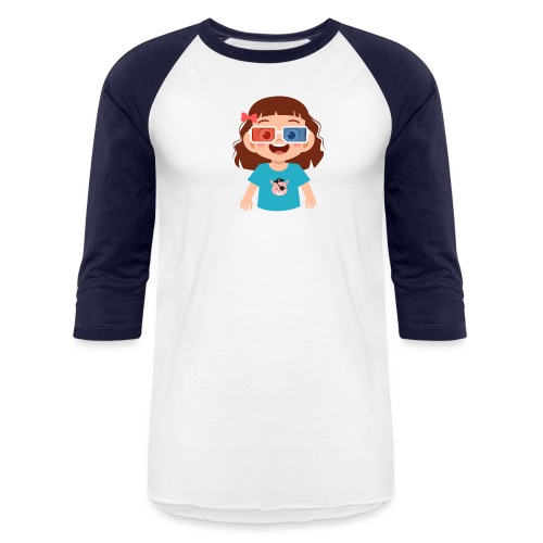 Girl red blue 3D glasses doing Vision Therapy - Unisex Baseball T-Shirt