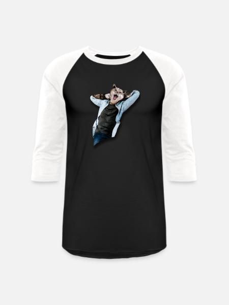 Funny Cat - Unisex Baseball T-Shirt - black/white