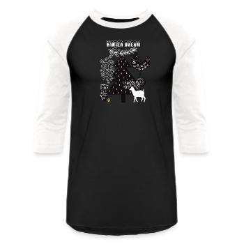 Winter Dream Scandinavian Back Tree - Unisex Baseball T-Shirt - black/white - Front - AI Model Female 172 light (172cm) & AI Model Male 178 light (178cm)