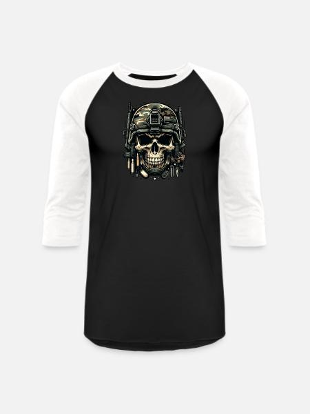 Soldier's Legacy: Camo Skull - Unisex Baseball T-Shirt - black/white