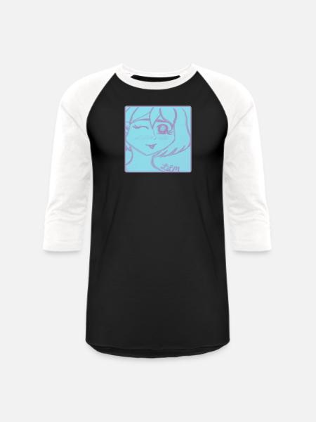 Cotton Candy Synth Girl - Unisex Baseball T-Shirt - black/white