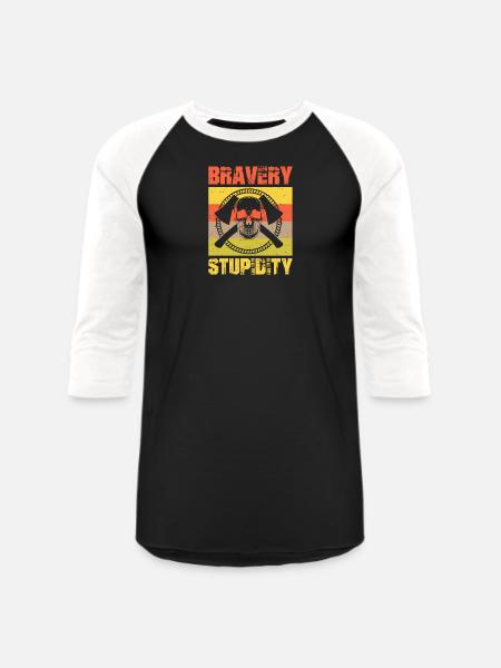 Bravery stupidity tshirt - Unisex Baseball T-Shirt - black/white