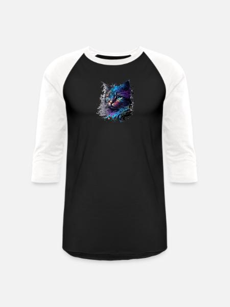 Cat design "Blue cat" - Unisex Baseball T-Shirt - black/white