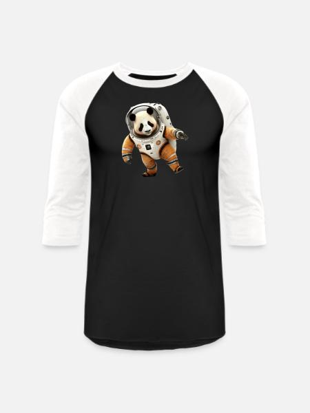 Panda Astronauts Suit - Unisex Baseball T-Shirt - black/white