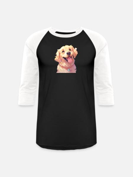 Golden Retriever Art - Unisex Baseball T-Shirt - black/white