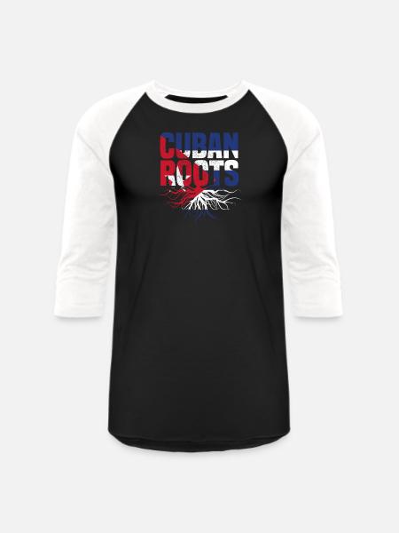 Cuban Roots - Unisex Baseball T-Shirt - black/white