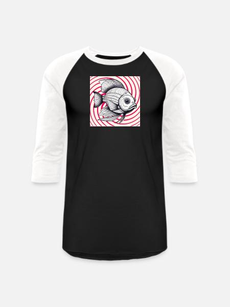 red striped fish - Unisex Baseball T-Shirt - black/white