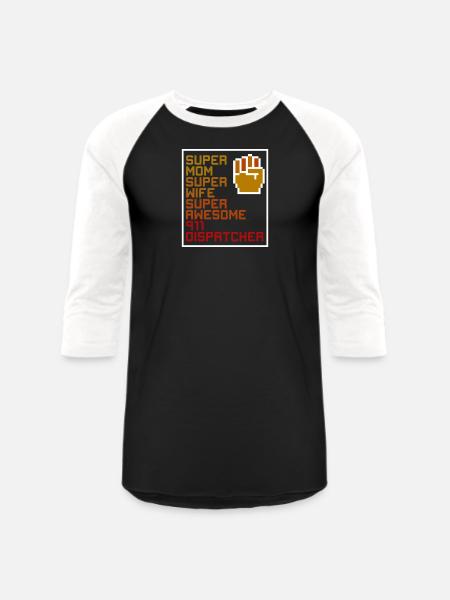 911 Dispatcher Mom - Unisex Baseball T-Shirt - black/white