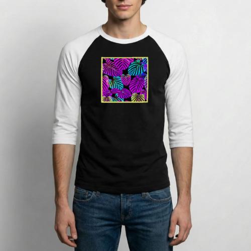 NeonLeaf Harmony Vibrant Pattern - Unisex Baseball T-Shirt