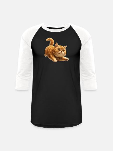 Funny Cat - Unisex Baseball T-Shirt - black/white