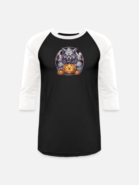 Halloween Werewolf Pumpkin - Unisex Baseball T-Shirt - black/white