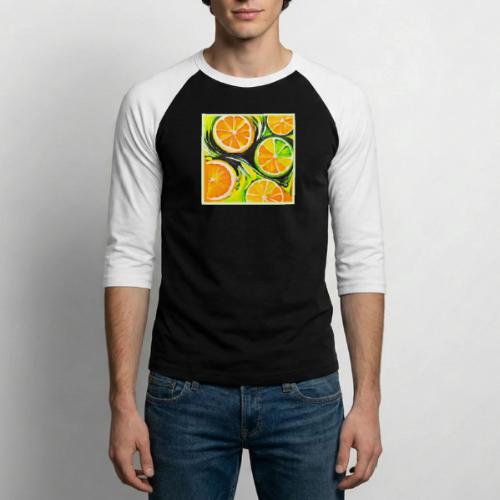 Vibrant Citrus Painting - Unisex Baseball T-Shirt