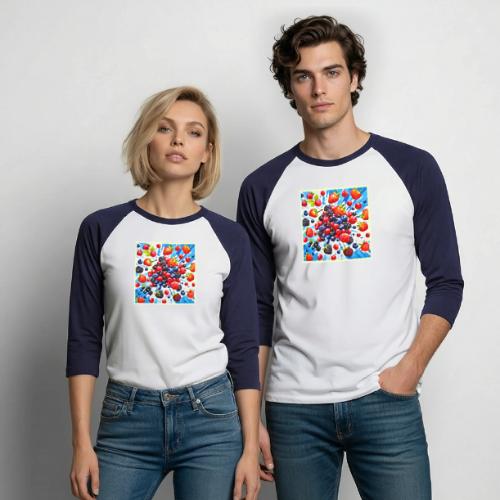 Colorful Berry Fiesta Design - Unisex Baseball T-Shirt