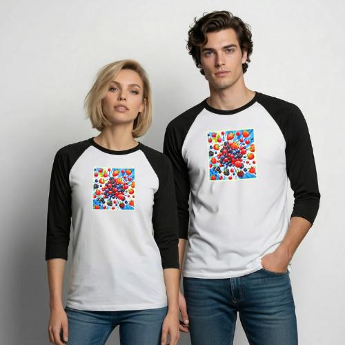 Colorful Berry Fiesta Design - Unisex Baseball T-Shirt
