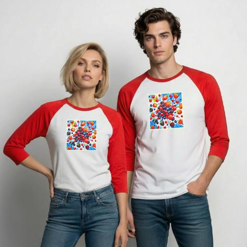 Colorful Berry Fiesta Design - Unisex Baseball T-Shirt