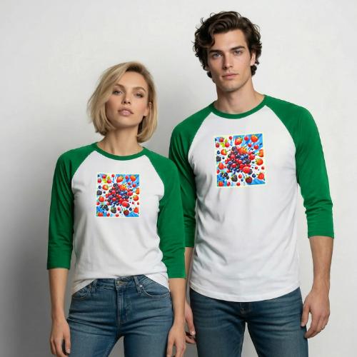 Colorful Berry Fiesta Design - Unisex Baseball T-Shirt