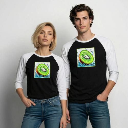 Kiwi Splash of Freshness - Unisex Baseball T-Shirt