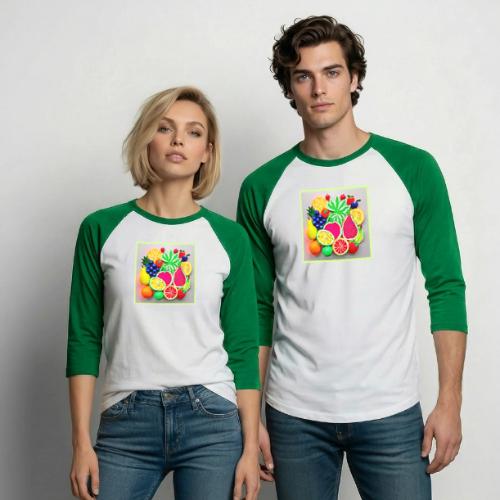 Colorful Fruit Pop Art - Unisex Baseball T-Shirt