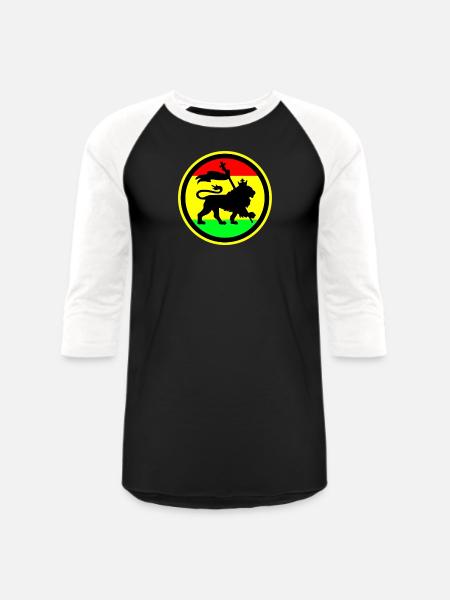 Rasta Lion - Unisex Baseball T-Shirt - black/white