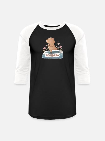 Capybara Yogi - Unisex Baseball T-Shirt - black/white