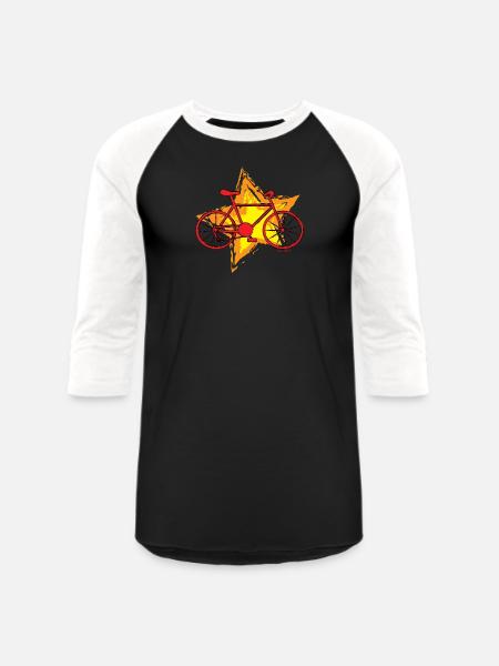 Red Bike Star - Unisex Baseball T-Shirt - black/white