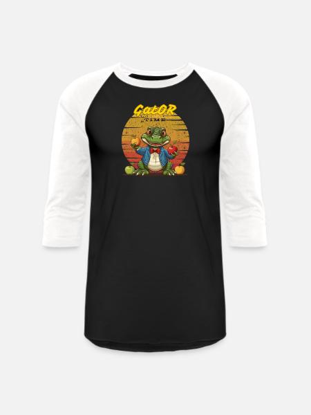 Alligator Apple Cute - Unisex Baseball T-Shirt - black/white