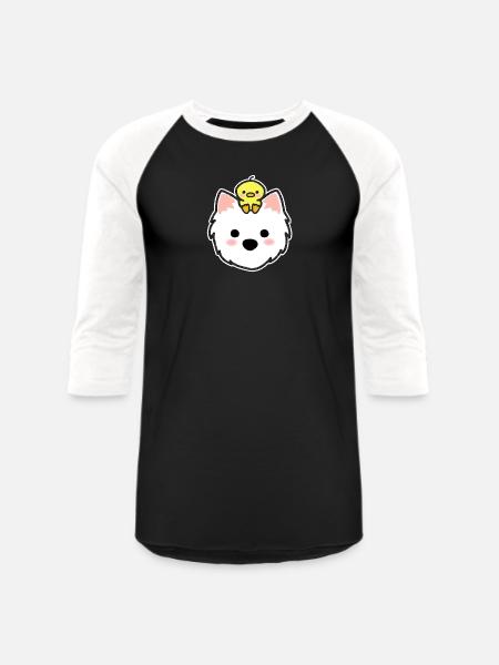 Westie with Duckie - Unisex Baseball T-Shirt - black/white