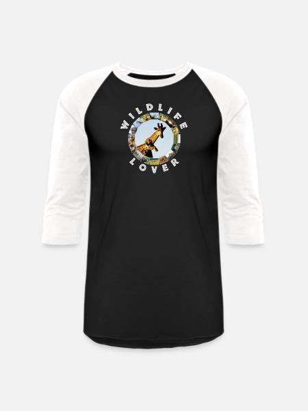 Wildlife Lover Blue Sky Giraffes - Unisex Baseball T-Shirt - black/white