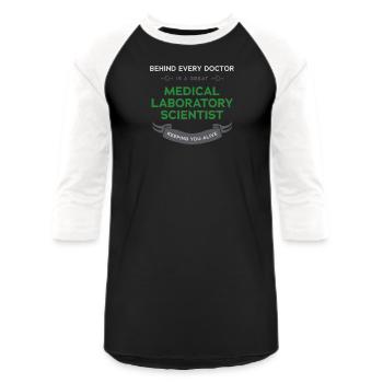 Kee G You Alive Funny Medical Laboratory Scientist - Unisex Baseball T-Shirt - black/white - Front - AI Model Female 172 light (172cm) & AI Model Male 178 light (178cm)