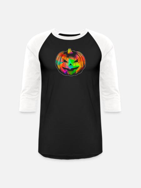 Pumpkin Polygon - Unisex Baseball T-Shirt - black/white