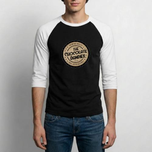 Chocolate Dandies Logo Large White Outline - Unisex Baseball T-Shirt