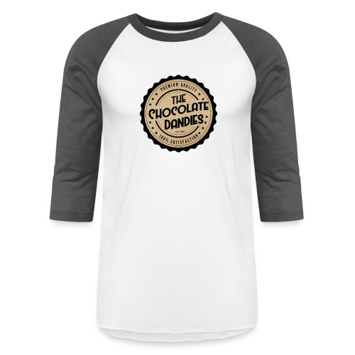 Chocolate Dandies Logo Large White Outline - Unisex Baseball T-Shirt
